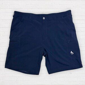 HOOK & TACKLE Mens Navy Blue Performance Fishing Lightweight Stretch Shorts 40